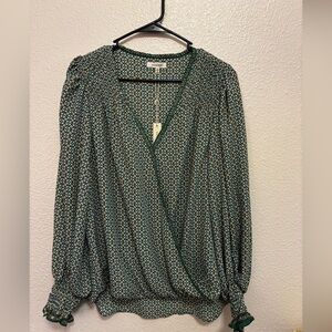 Green Patterned Women's Top